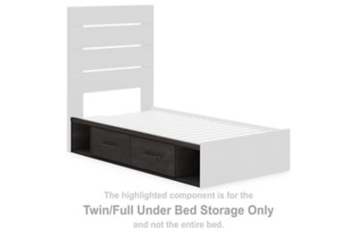 Dark gray under-bed storage box with sliding drawer for Twin/Full beds