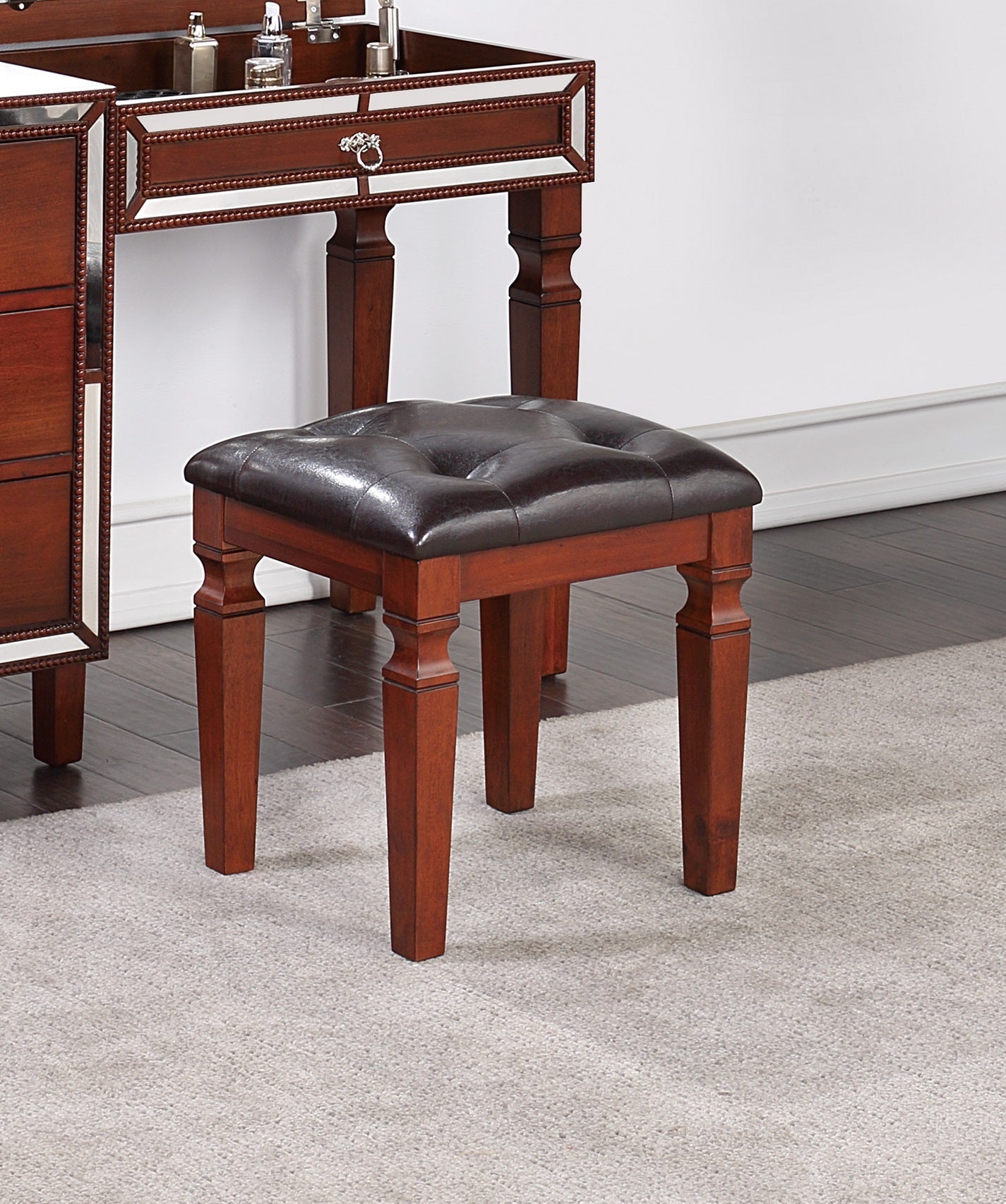 Cherry Vanity Set w/ Stool & Storage - Traditional (1 pc)