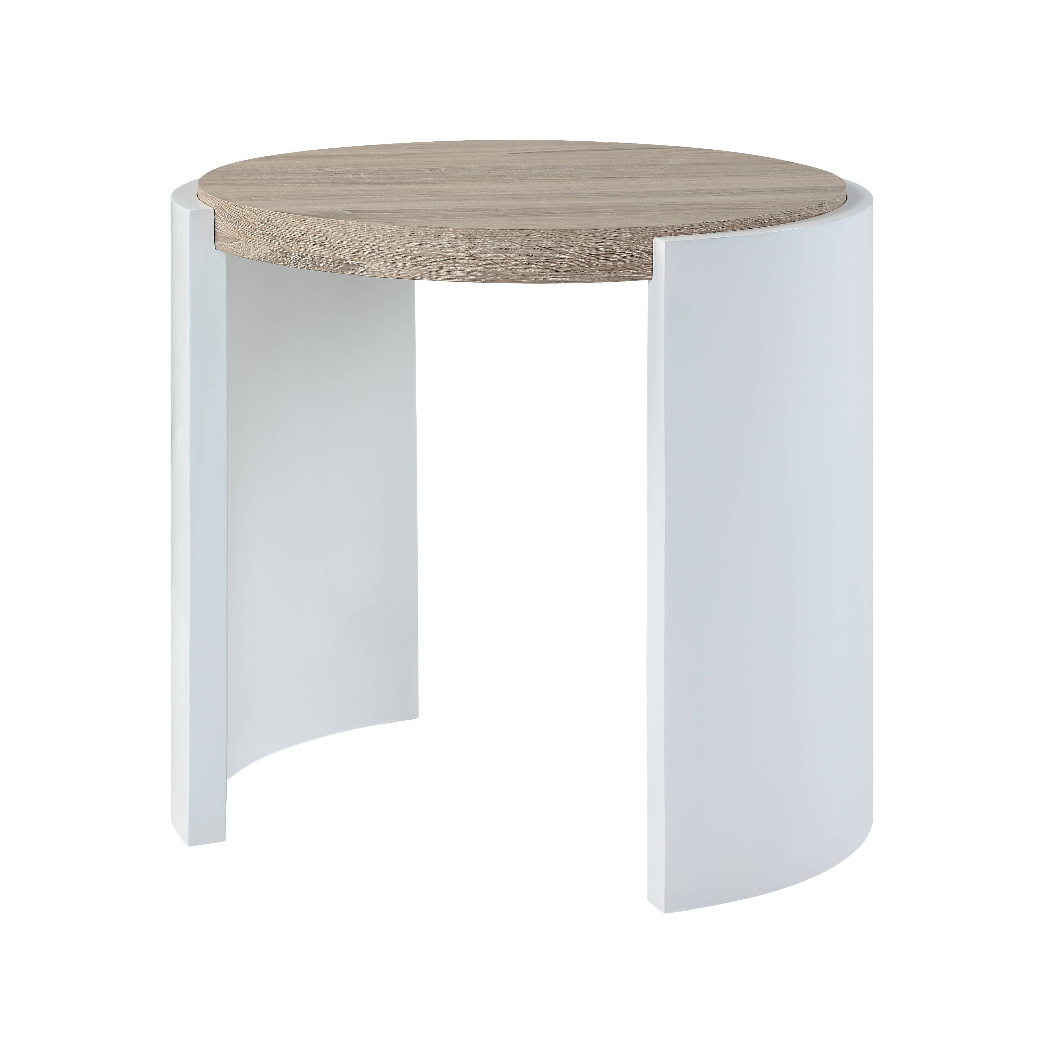 Acme Zoma End Table, White High Gloss & Oak Finish Lv02415