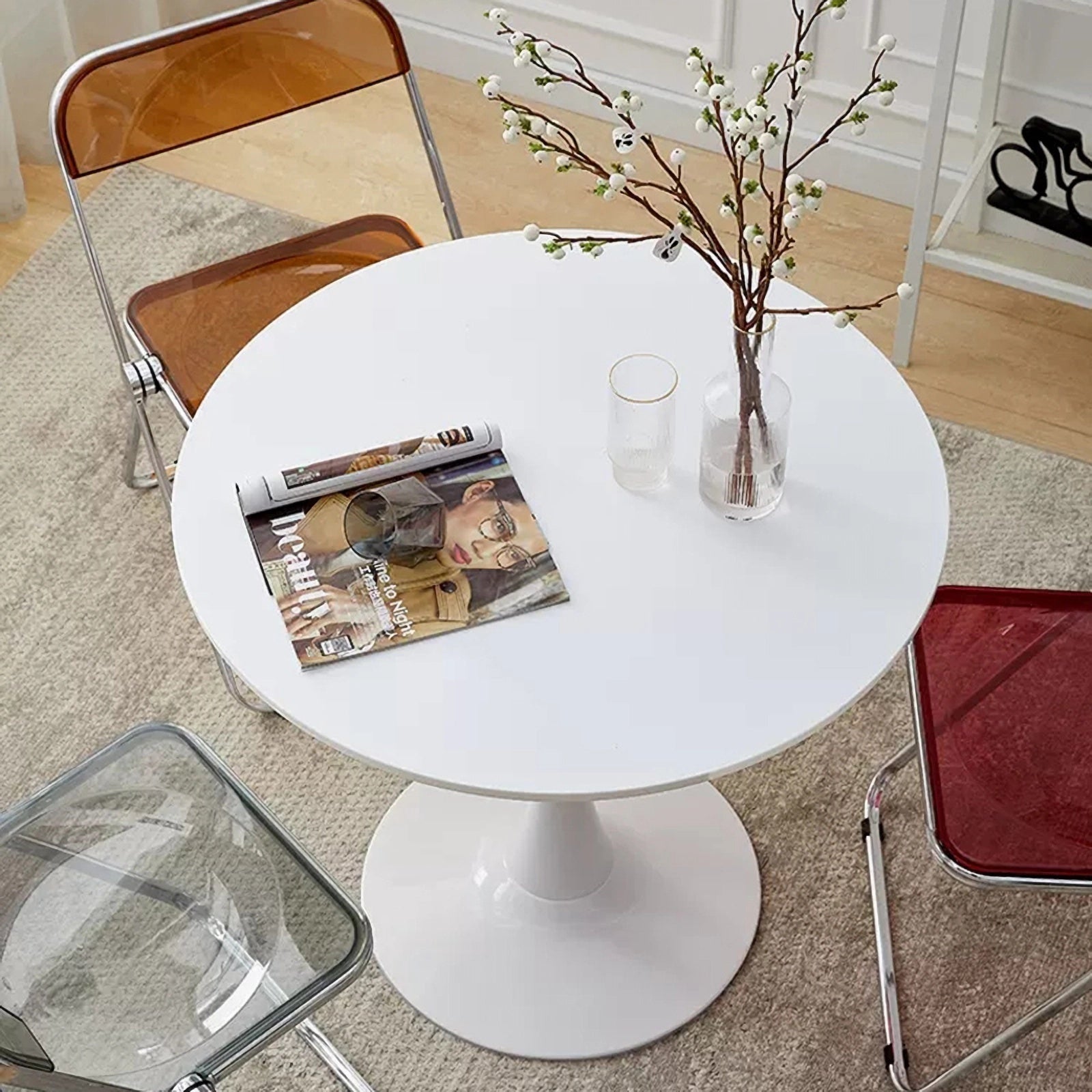 Modern Round Dining Table - 24 Inch White