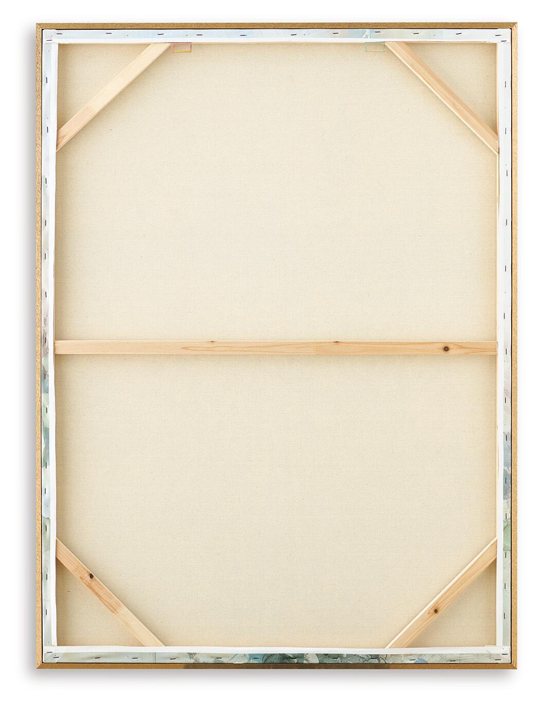 Wooden frame back panel with corner braces for wall art