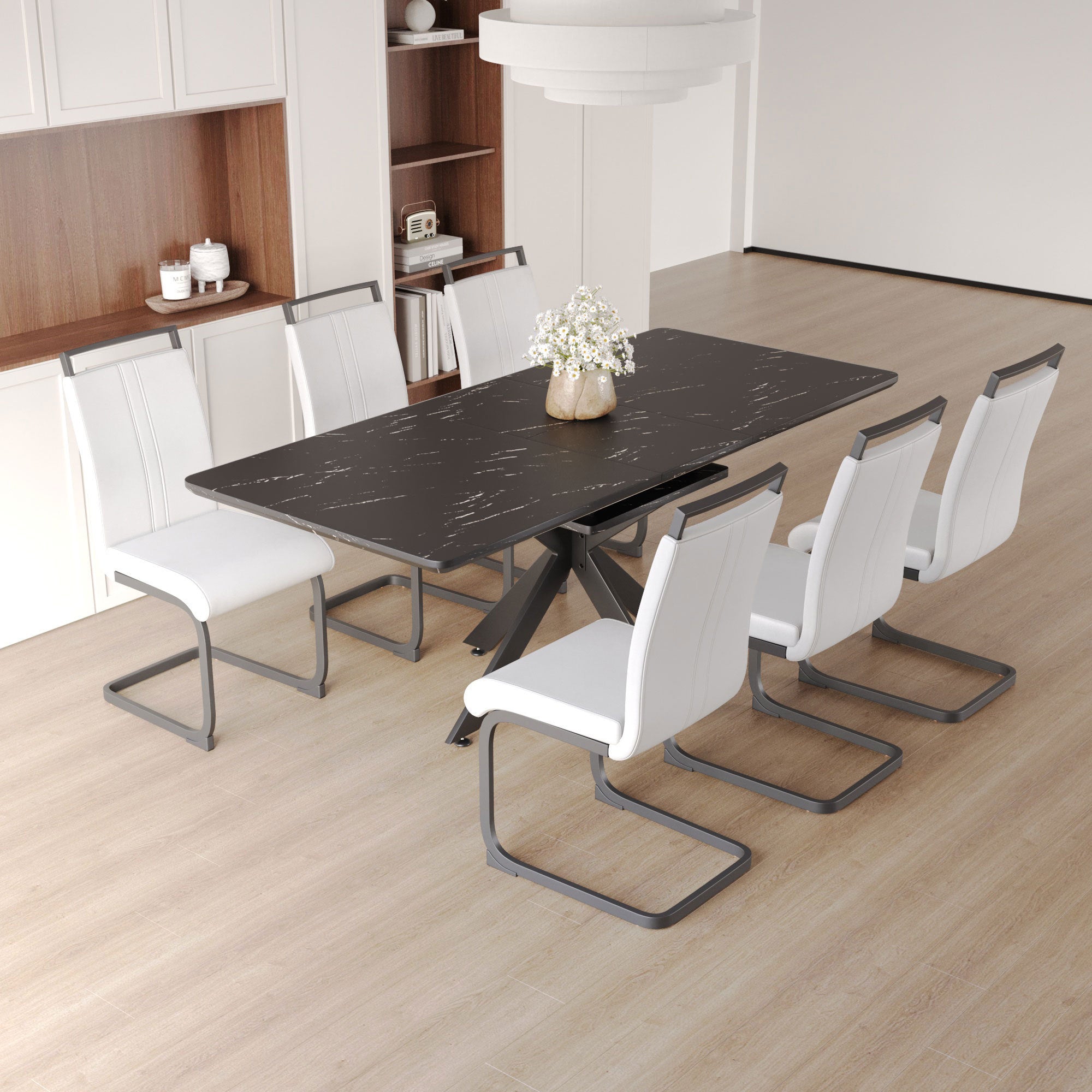62" Extendable Dining Table Set for 6-8 People