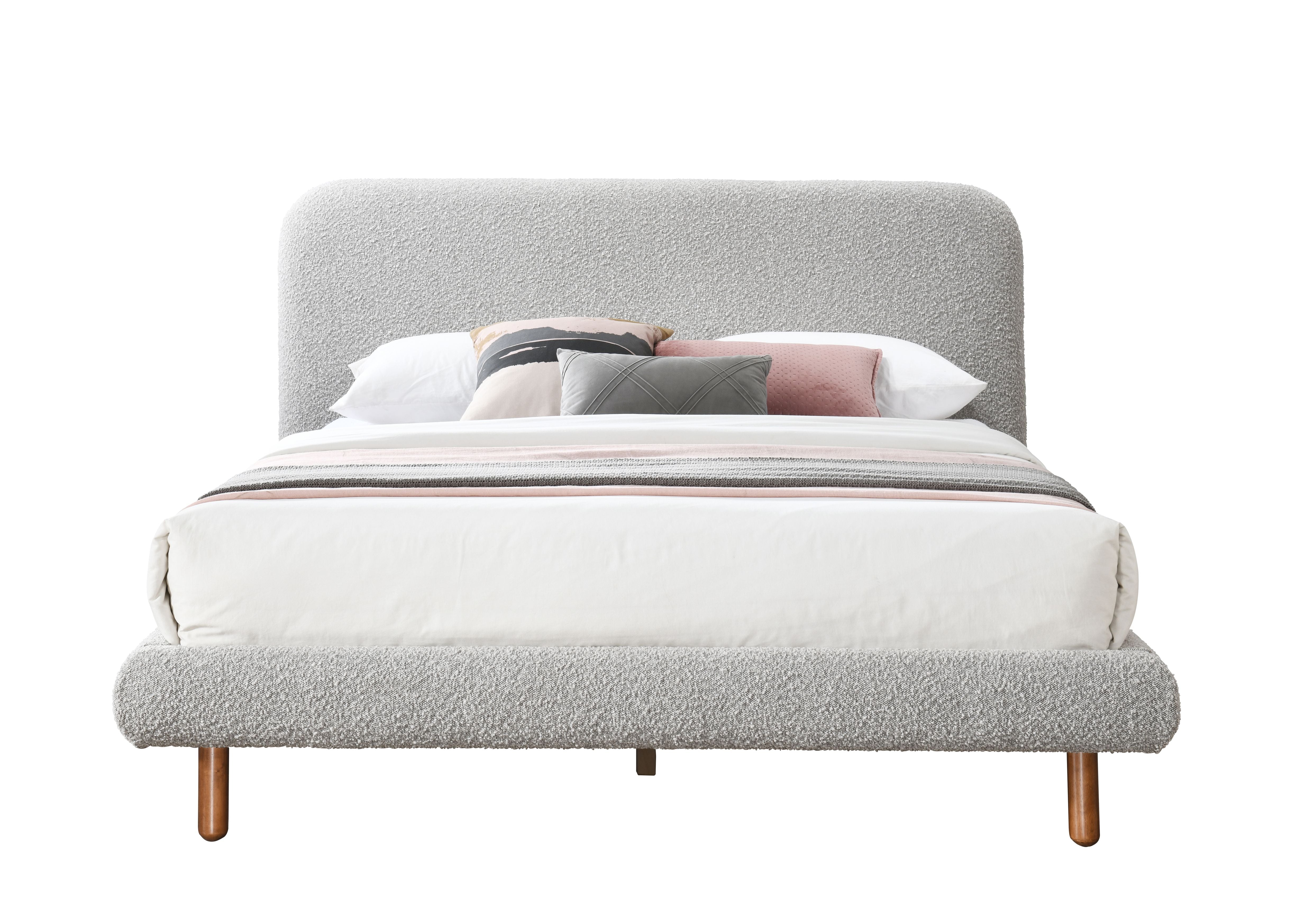 Cleo Gray Boucle Eastern King Bed | Modern, Plush Comfort