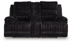 Onyx corduroy double reclining loveseat with plush seat cushions and padded armrests