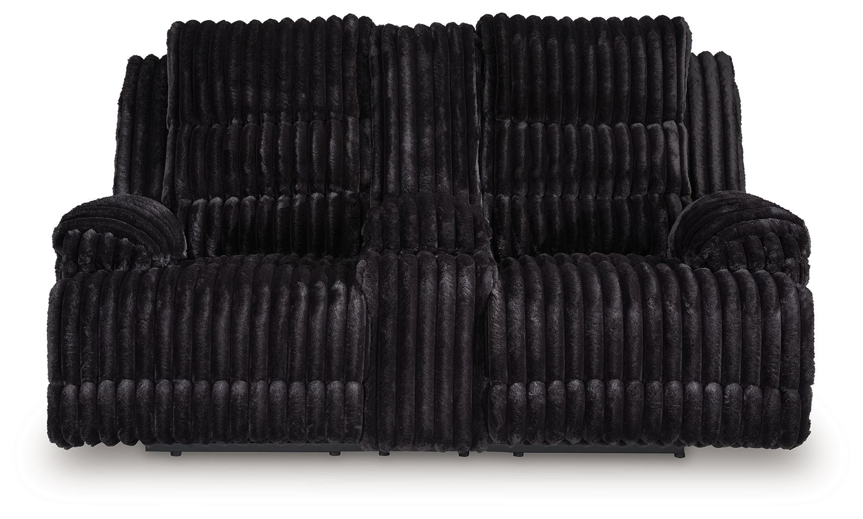 Onyx corduroy double reclining loveseat with plush seat cushions and padded armrests