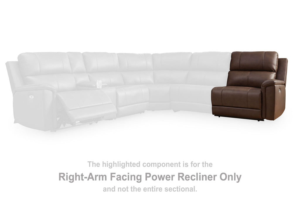 Right-arm facing espresso power recliner section with recline mechanism