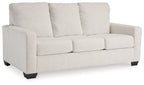 Beige 3-seat sofa with thick cushions and padded armrests