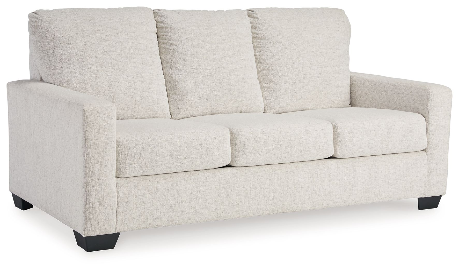 Beige 3-seat sofa with thick cushions and padded armrests
