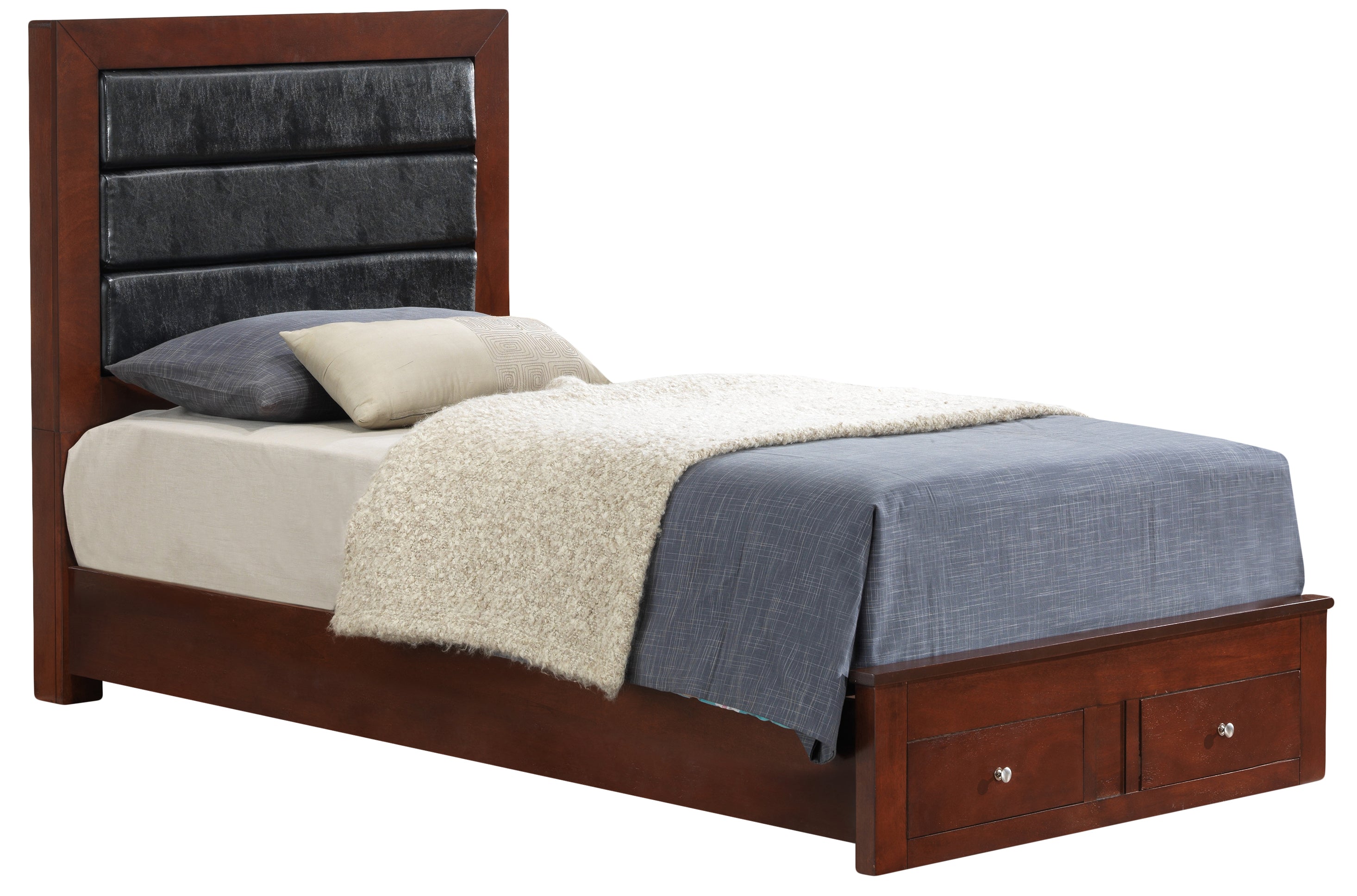 Transitional Twin Storage Bed - Cherry Finish | Smart Storage
