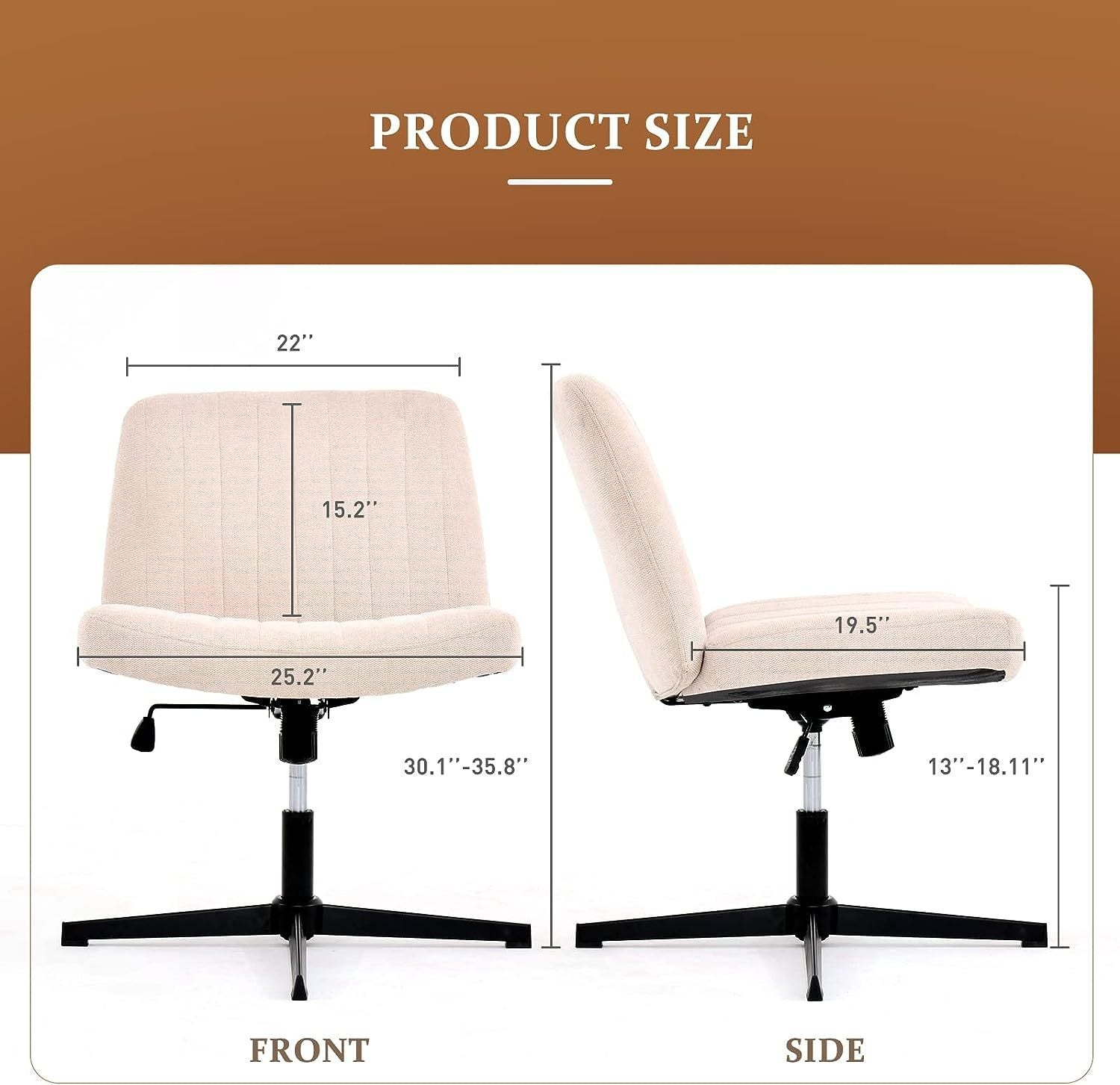 Comfy Fabric Office Chair, Adjustable & Armless