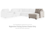 Highlighted light gray right-arm facing corner chaise component with squared armrests