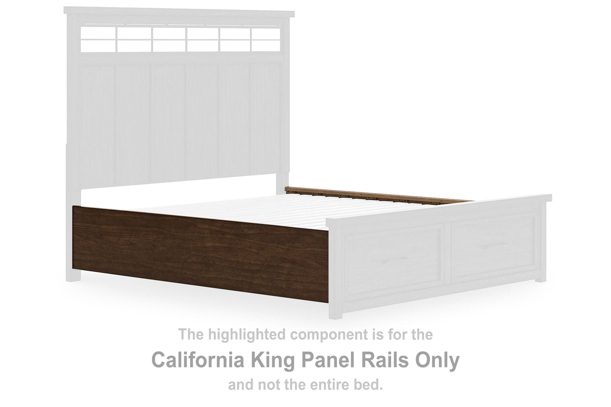 Taffenbrook California King panel rails, Medium Brown wood bed frame side panels