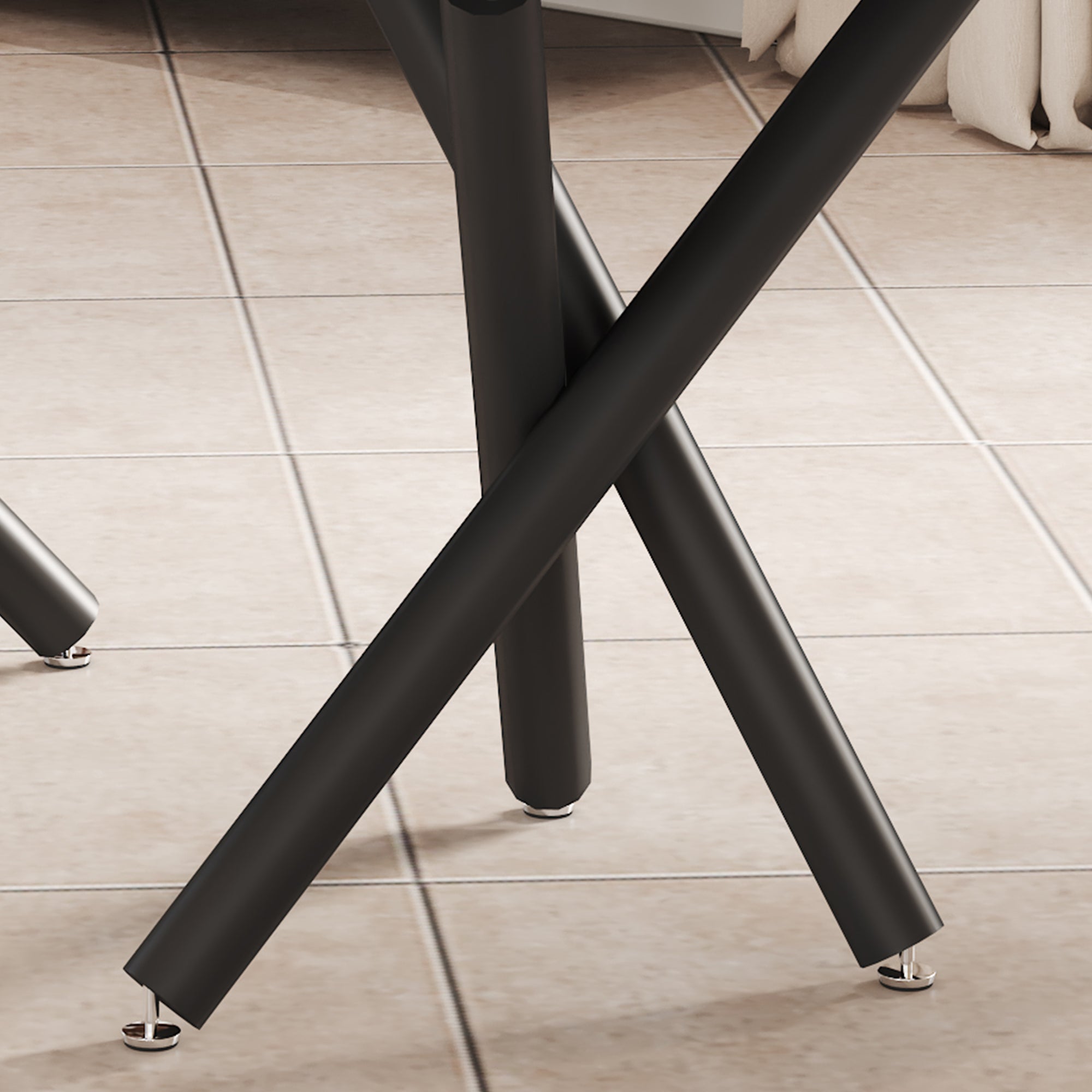 Black Marble Dining Table Set for 6