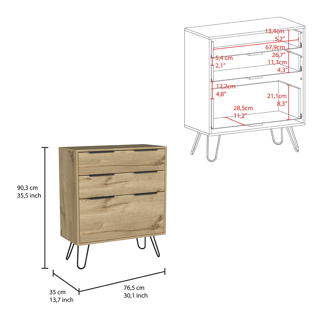 Augusta 3-Drawer Dresser | Light Oak