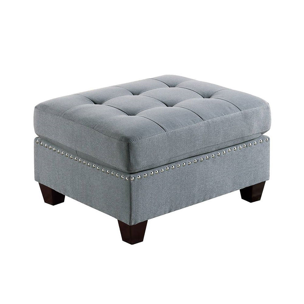 Linen-Like Fabric Upholstered Cocktail Ottoman In Gray