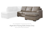 Sofa chaise set with right beige chaise and left white sofa section, matching block legs