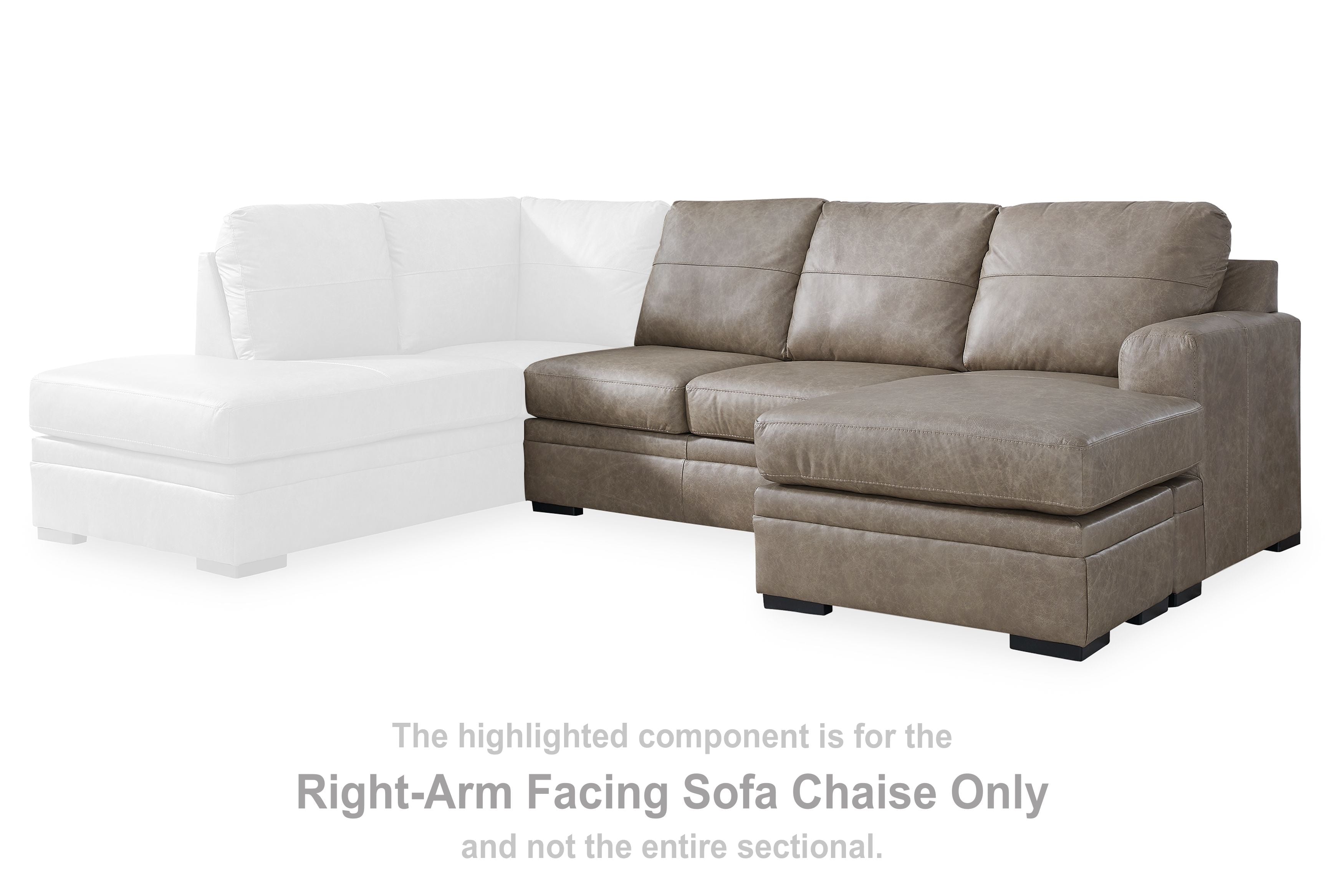 Sofa chaise set with right beige chaise and left white sofa section, matching block legs