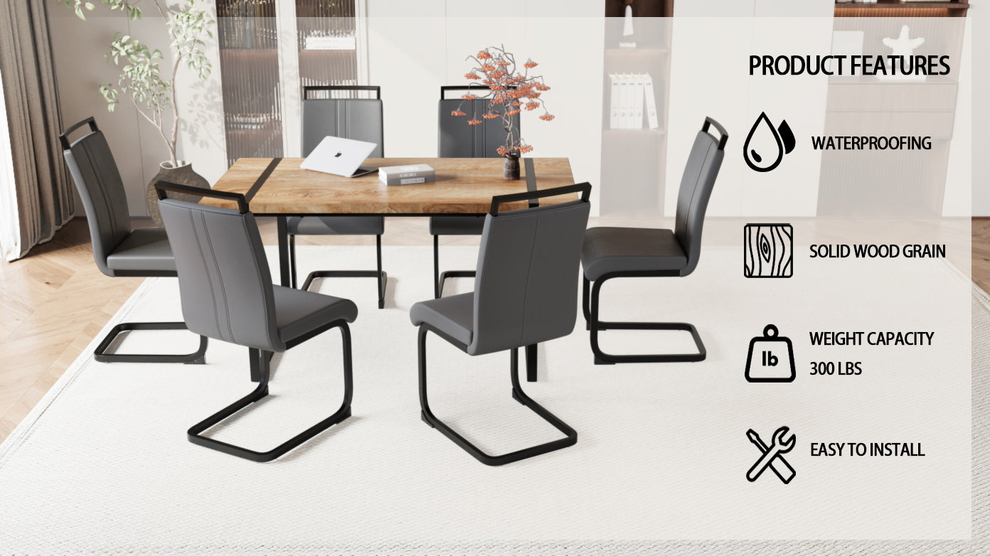 59" Rustic Industrial Dining Table & 6 Chairs Set