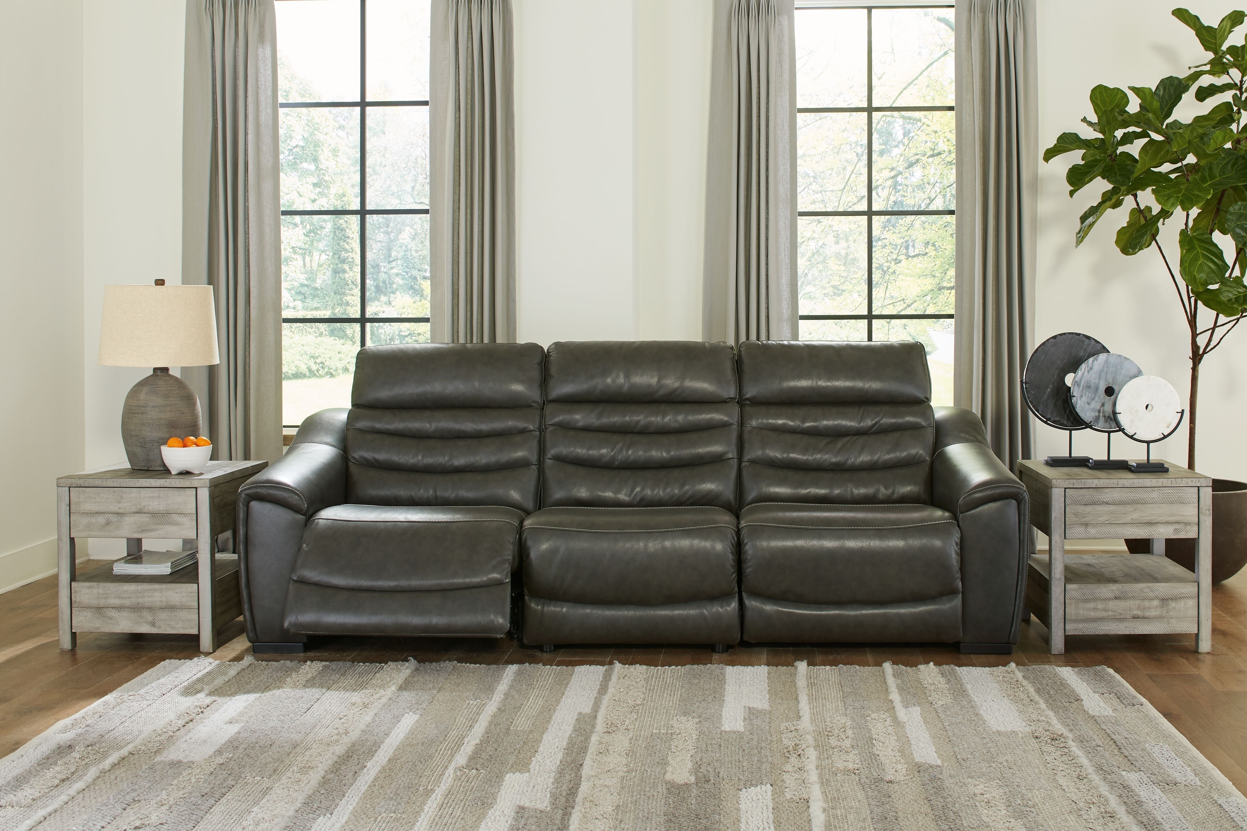 Center Line Leather Power Recliner Sectional-Reclining Sectionals-American Furniture Outlet