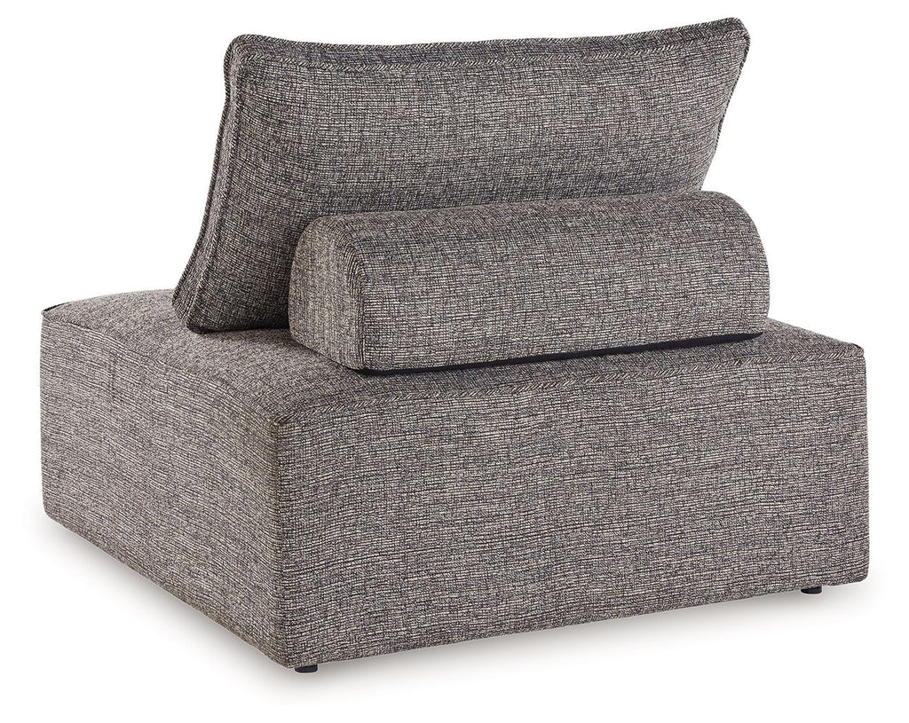 Outdoor sectional chaise module, dark gray upholstered seat with upright back pillow