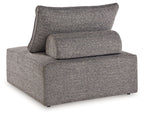 Outdoor sectional chaise module, dark gray upholstered seat with upright back pillow