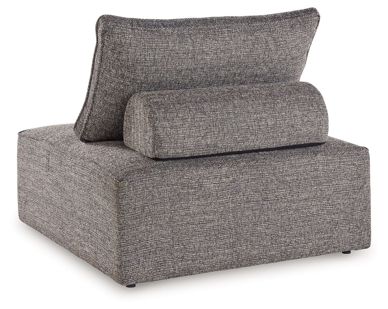 Outdoor sectional chaise module, dark gray upholstered seat with upright back pillow