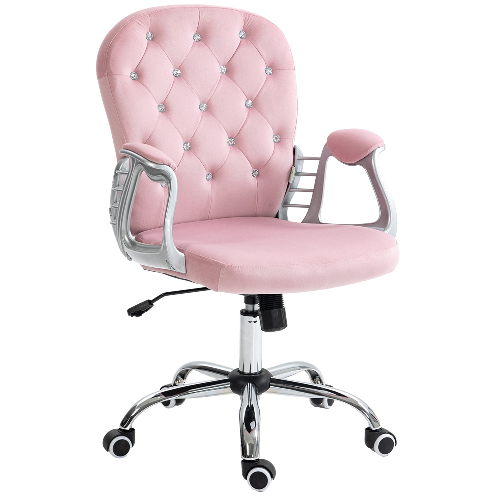 Velvet Home Office Chair Pink - Desk Chair Adjustable Height