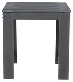 Charcoal gray square end table with slatted top and side rails