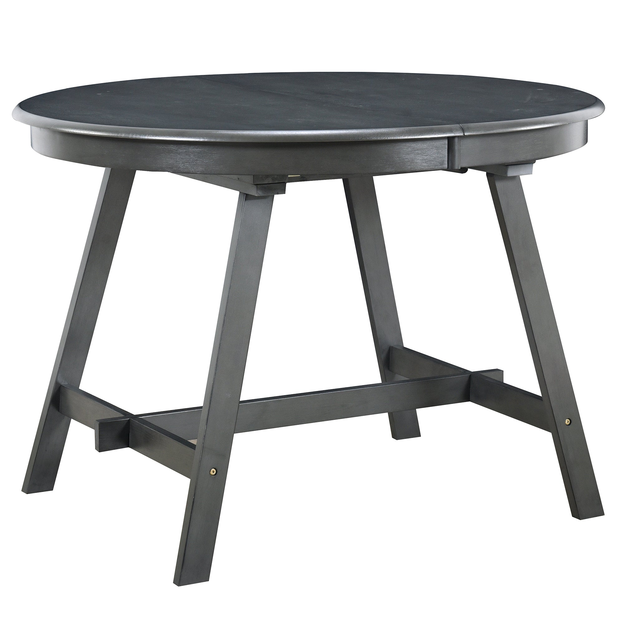 5-Piece Round Extendable Dining Table Set (Gray)