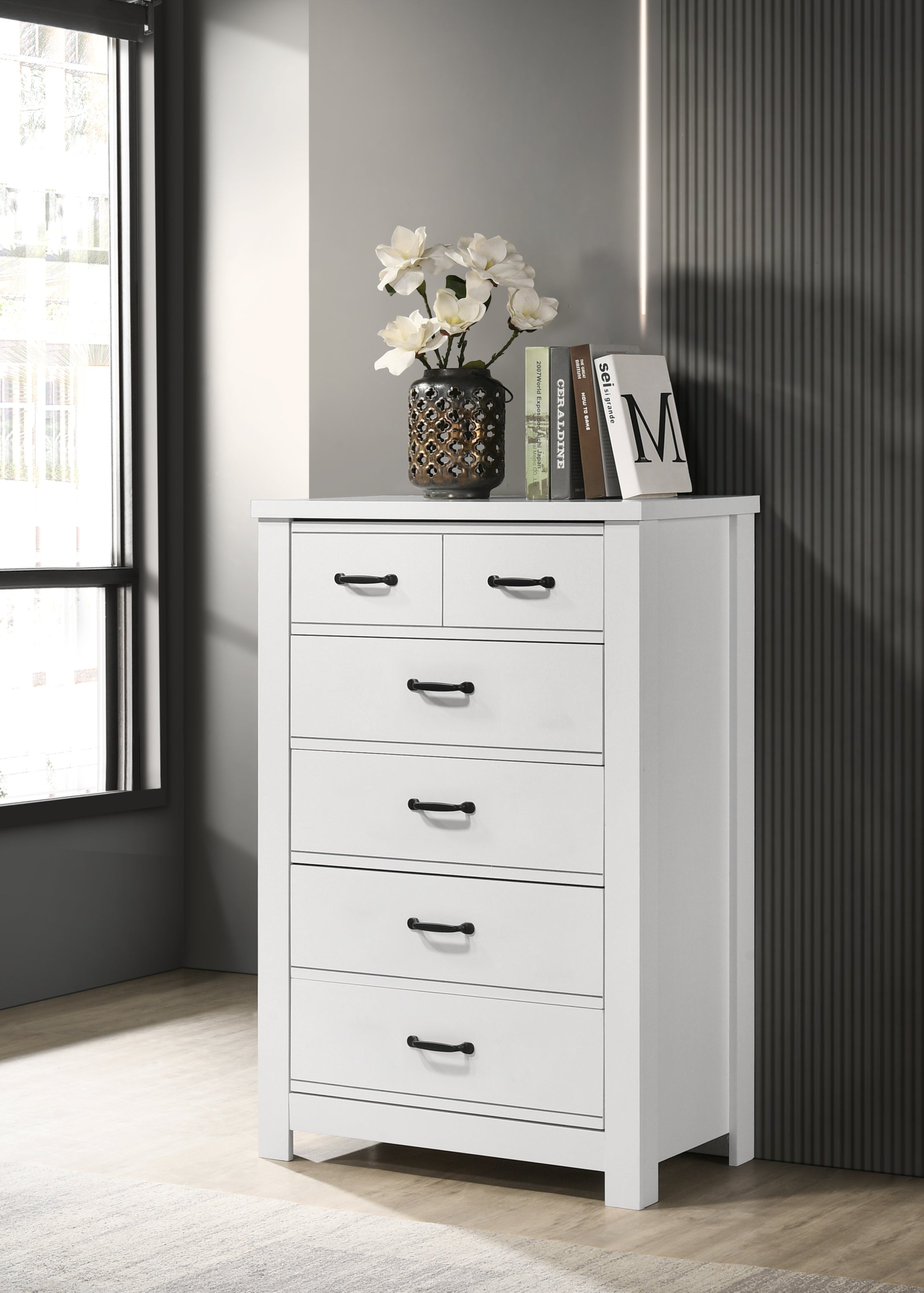 Cassini 31' White 5-Drawer Chest - Storage Solution