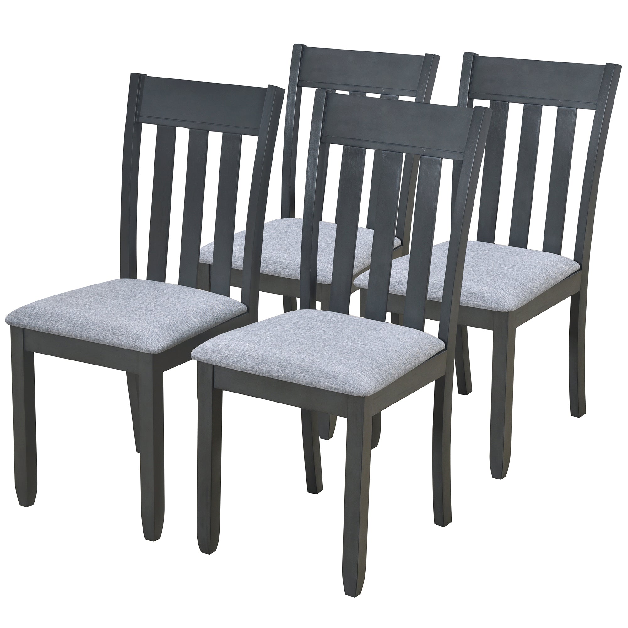 5-Piece Round Extendable Dining Table Set (Gray)