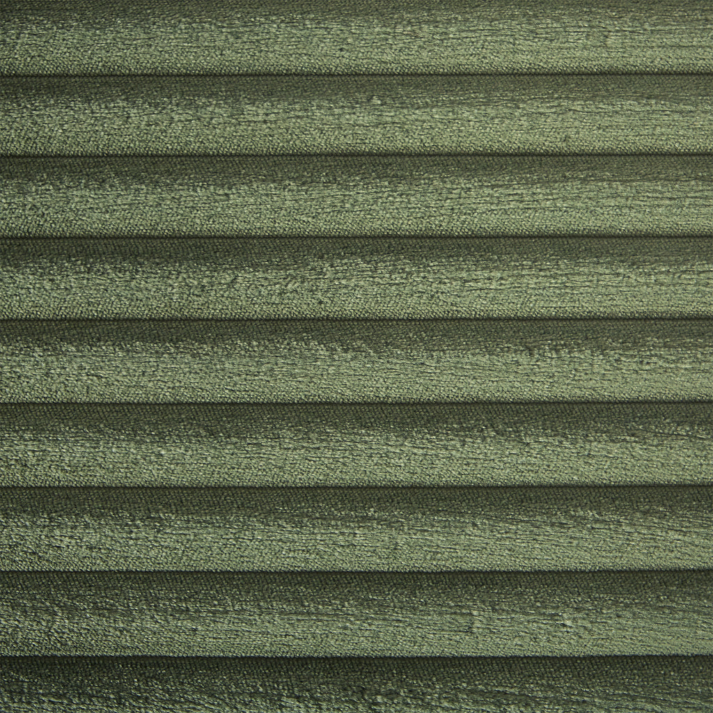 Close-up of green corduroy fabric with horizontal ribbed texture