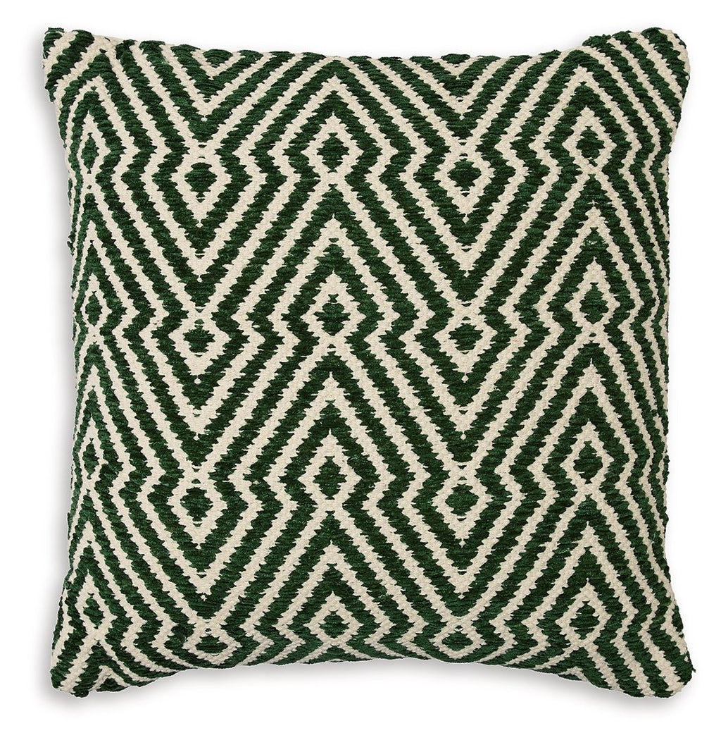 Digover green-and-cream geometric patterned square pillow