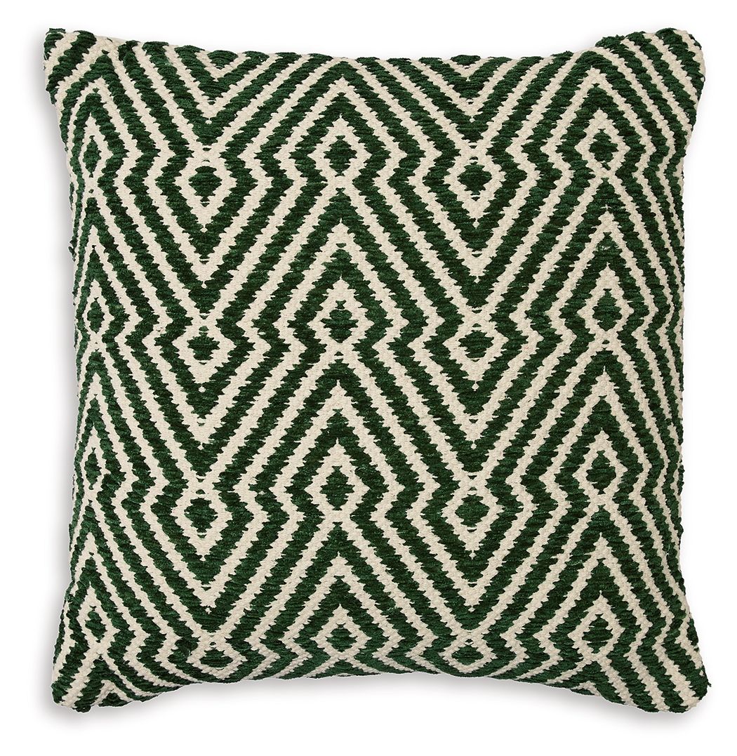 Digover green-and-cream geometric patterned square pillow