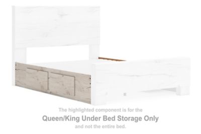 Light natural under-bed storage box with cutout handles, for queen/king size bed