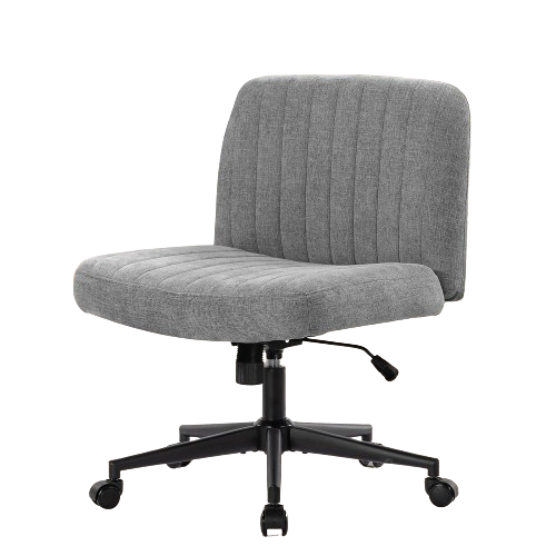 Linen Wide Seat Home Office Chair with Swinging Backrest