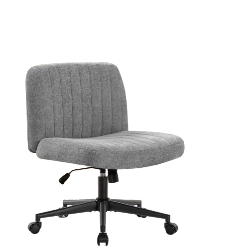 Linen Wide Seat Home Office Chair with Swinging Backrest