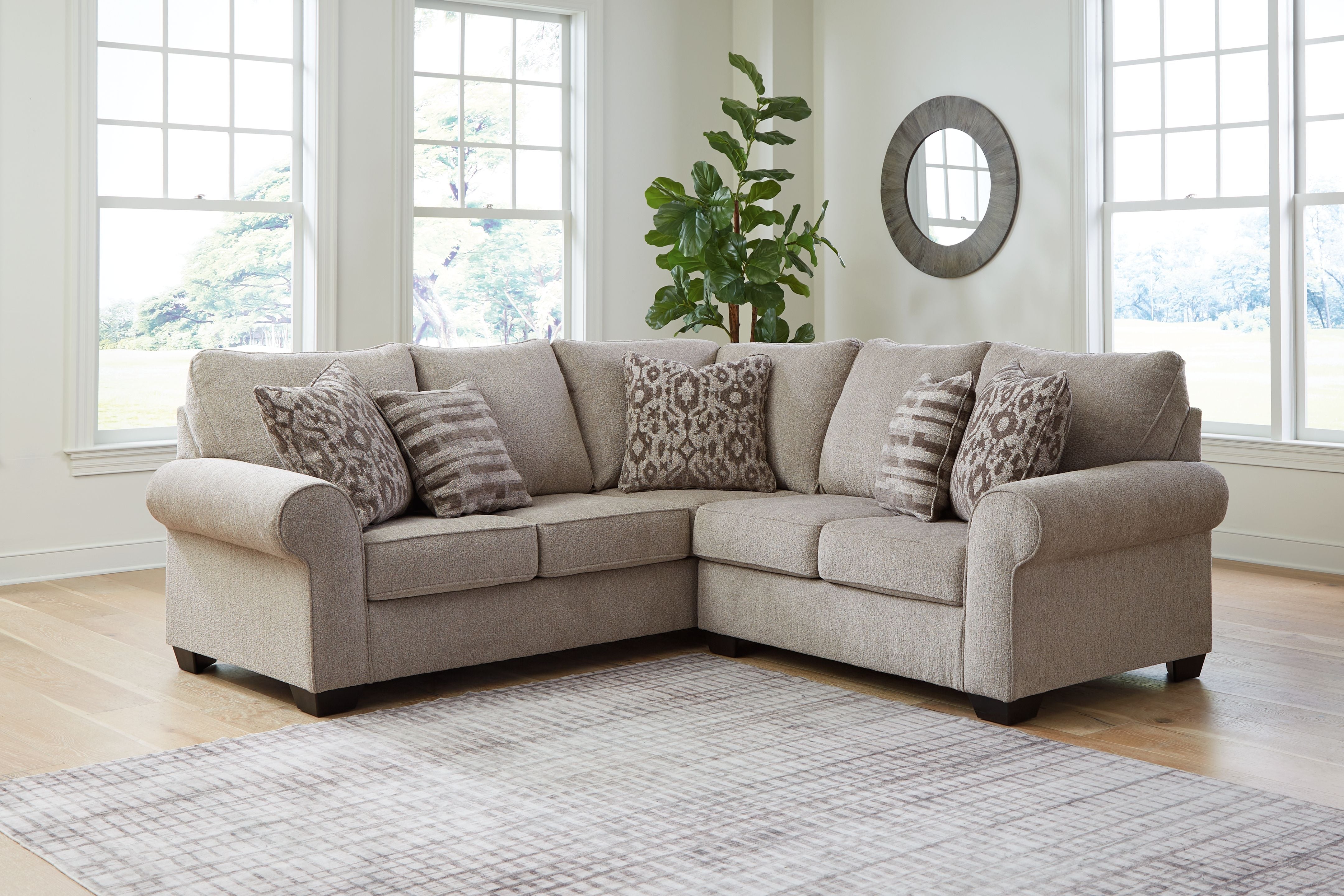 Claireah Farmhouse Fabric Brown Sectional-Stationary Sectionals-American Furniture Outlet