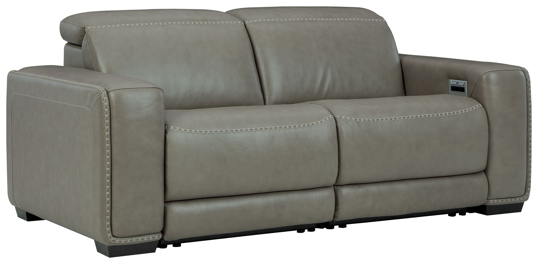 Correze Gray Leather Power Reclining Sectional-Reclining Sectionals-American Furniture Outlet