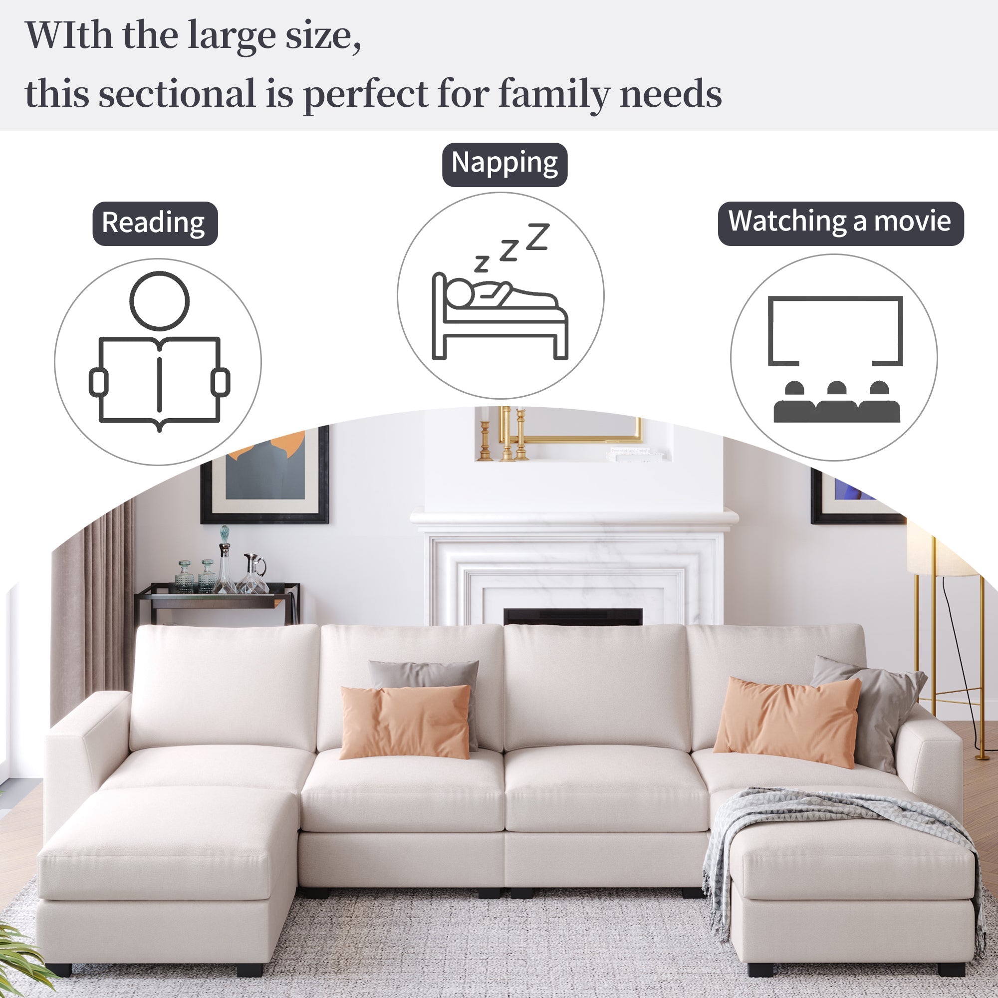 Cozy & Stylish Beige Modular Sectional-Stationary Sectionals-American Furniture Outlet