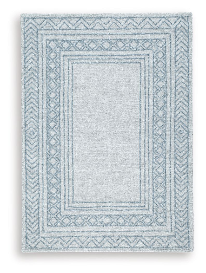 Blue Azelhurst rug with layered geometric rectangles pattern