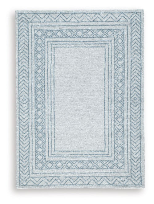 Blue Azelhurst rug with layered geometric rectangles pattern