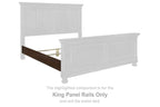 King panel rail in rustic brown wood with flat panel design and bracket mounting