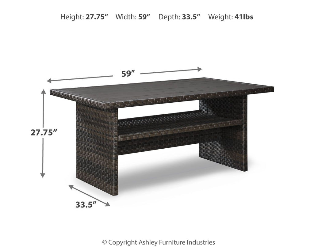 Dark brown multi-use table, 59"W x 27.75"H x 33.5"D