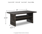 Dark brown multi-use table, 59"W x 27.75"H x 33.5"D