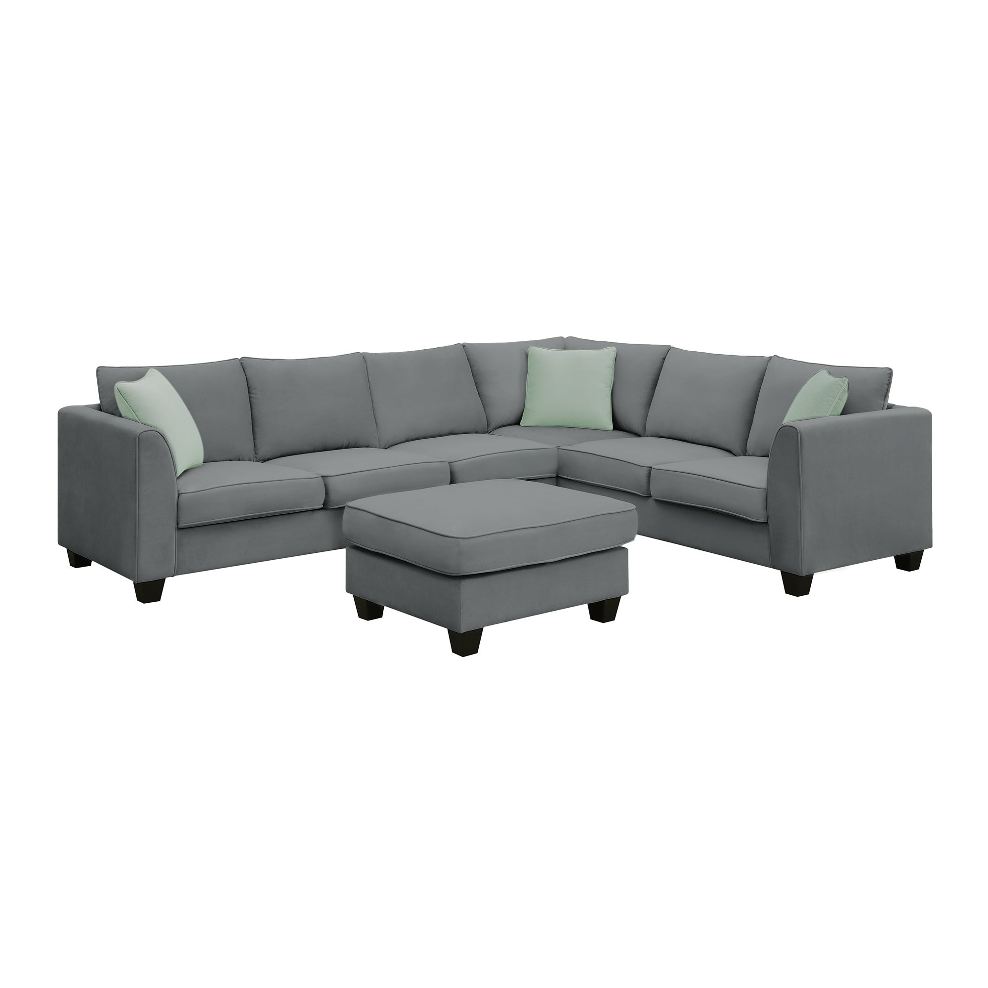 Grey 7-Seat Large Modular Sectional Sofa w/ Ottoman
