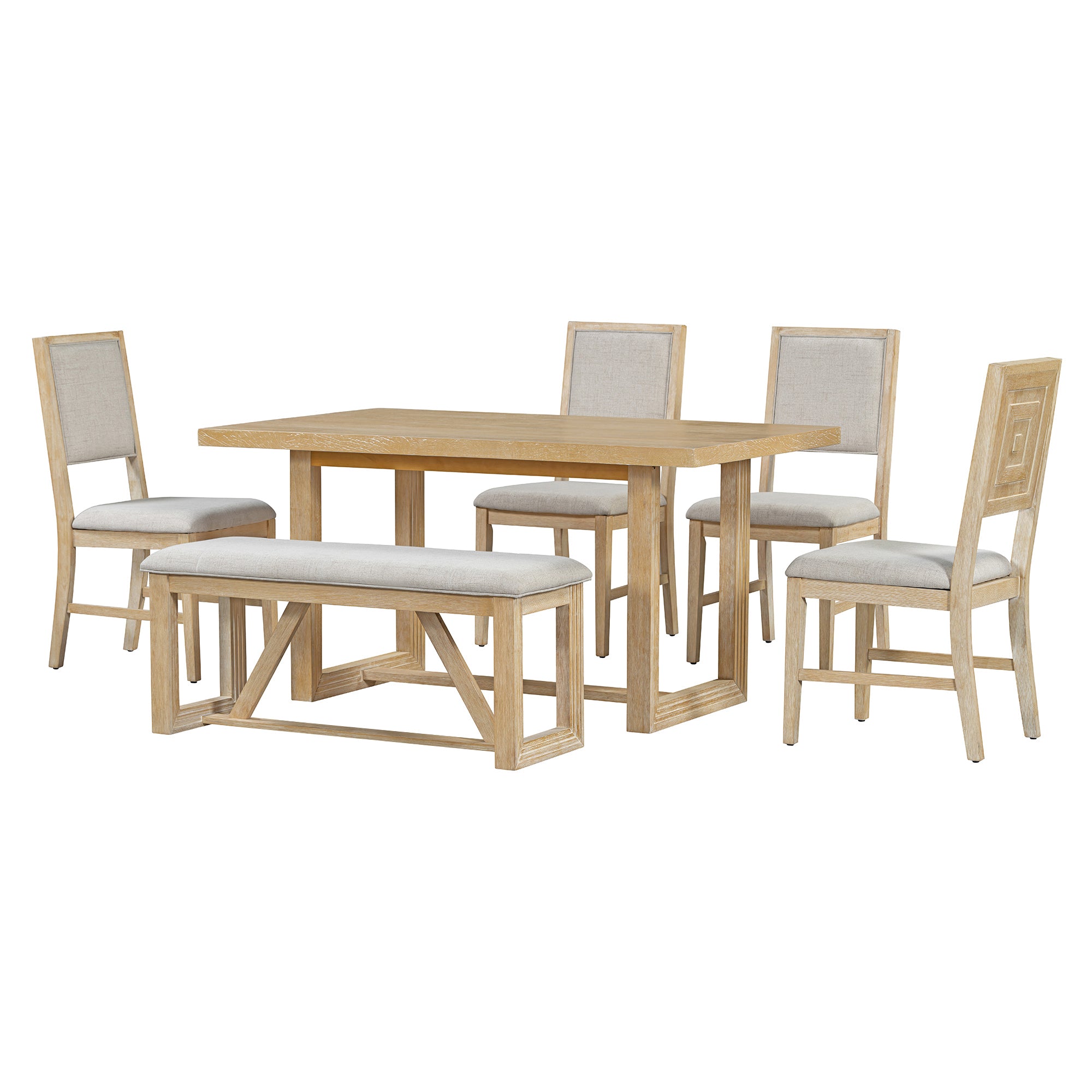 6-Pc Retro Dining Set - Natural