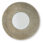 Wrightmund accent mirror with champagne scalloped border frame and round-edged oval glass