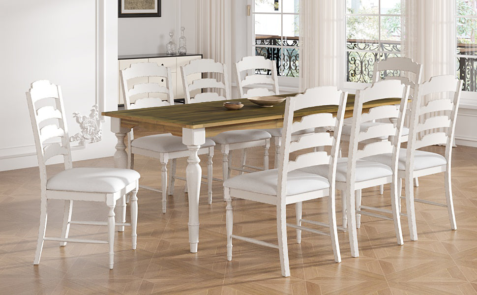 9-Pc. Extendable Dining Set, Brown/Cream