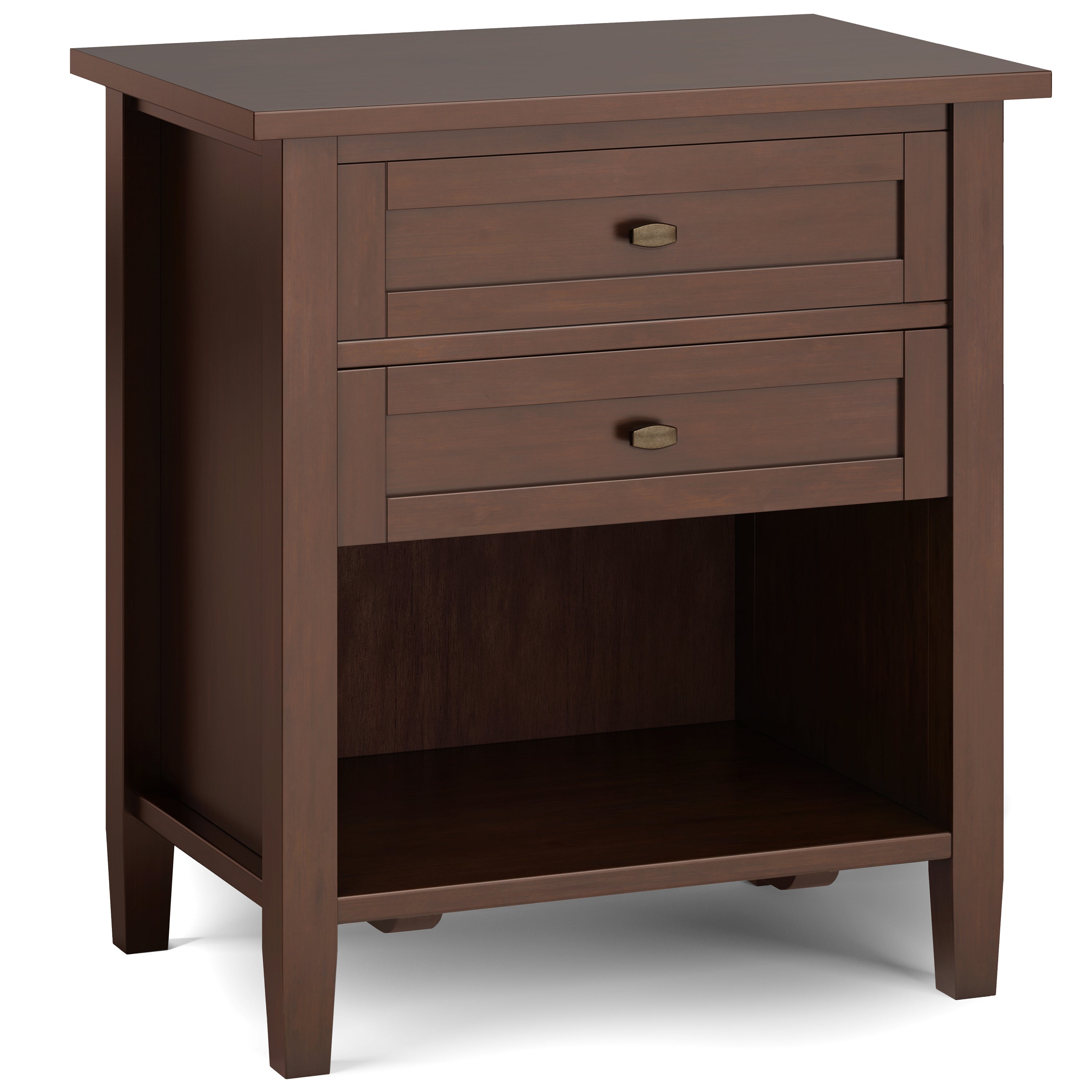 Warm Shaker Solid Wood 24" Transitional Nightstand - Russet Brown